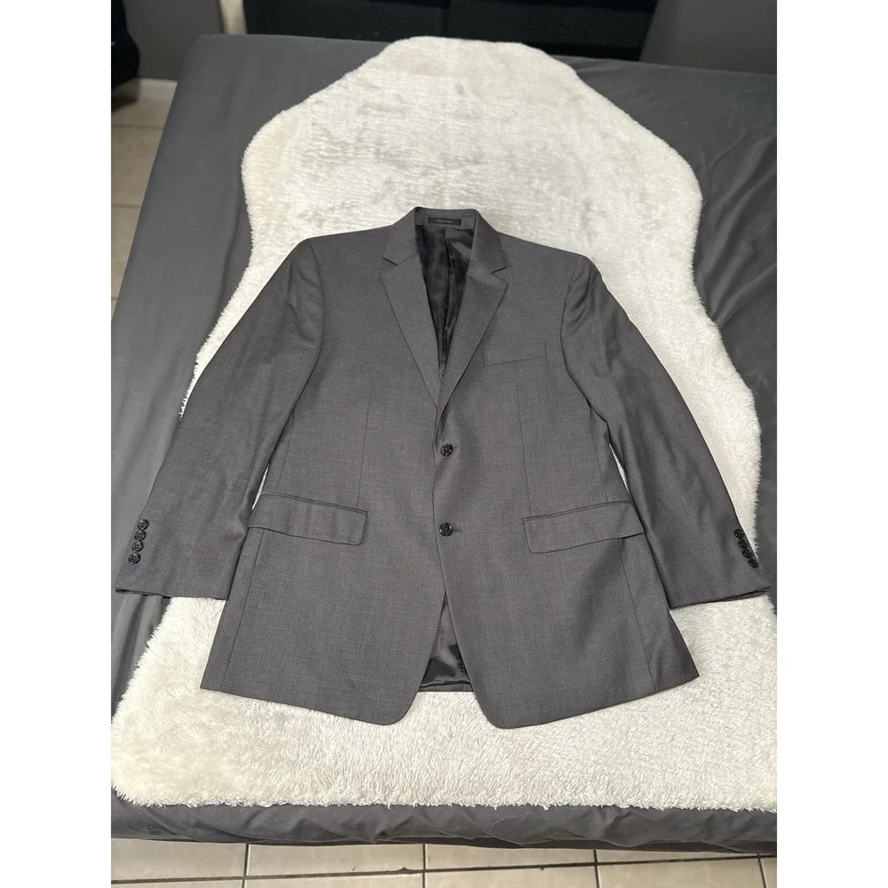 Michael Kors Mens Gray Wool‎ Blazer Jacket Size 42R 2 Button Business Formal